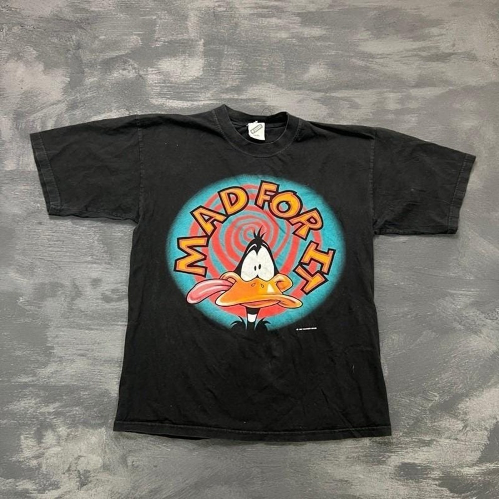 Vintage Donald Duck Shirt Mens Medium Black 1990s Looney Tunes